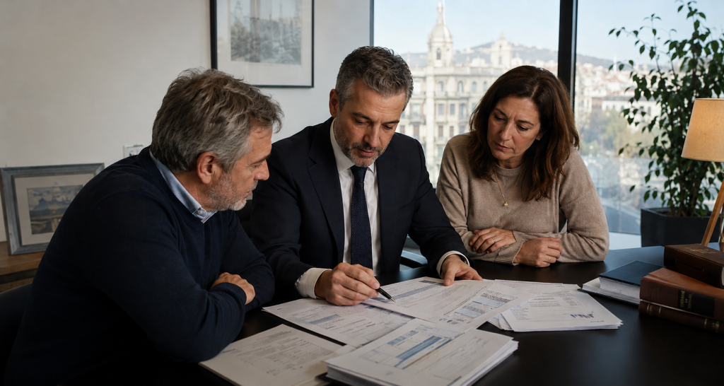 Abogado especialista en herencias revisando cuentas bancarias